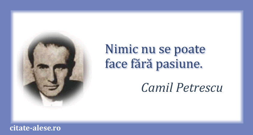 Camil Petrescu, citat despre pasiune