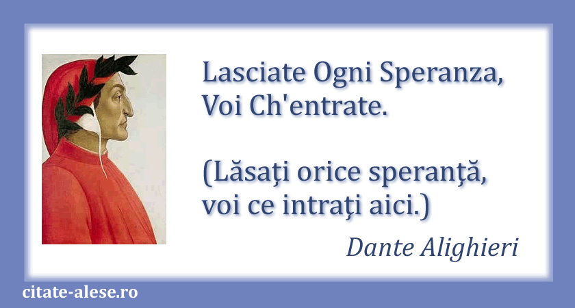 Dante Alighieri, citat despre speranţă