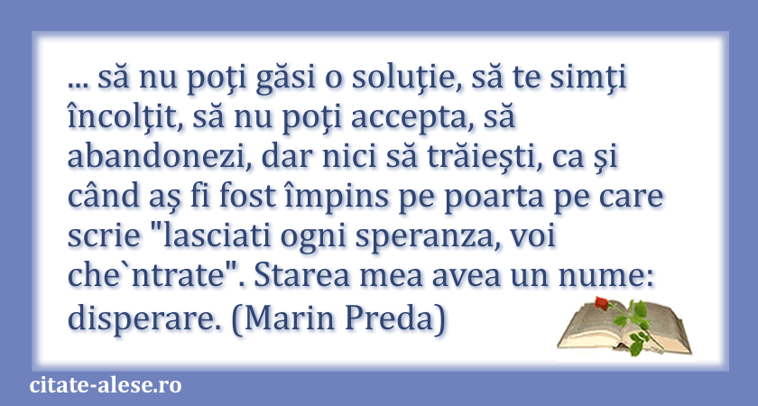 Marin Preda, citat despre diisperare
